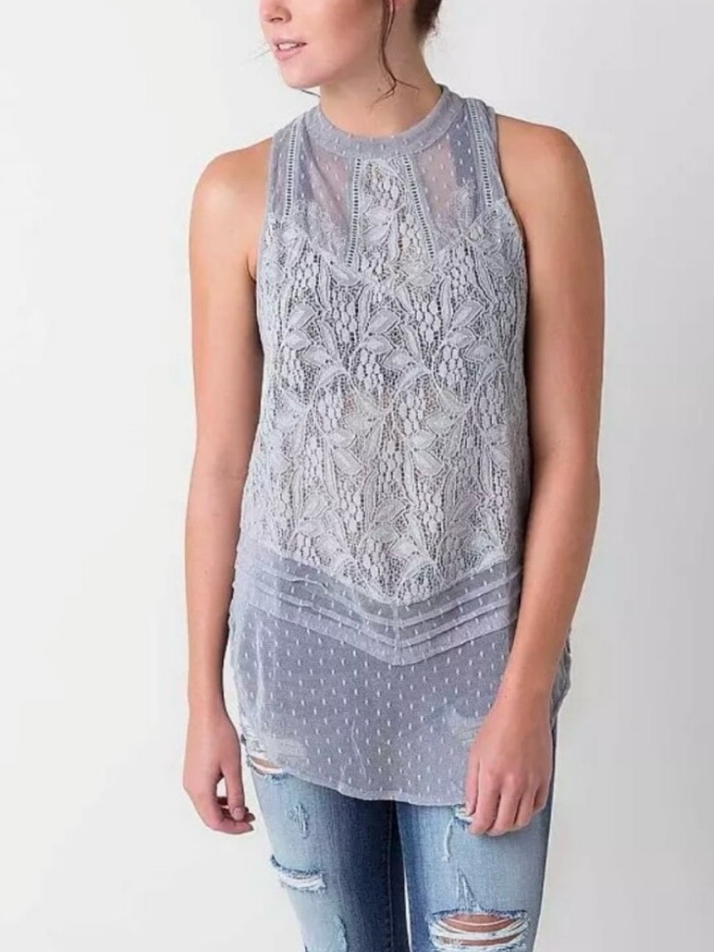 Free People Maisie Modern Dot Mesh Tank Top Cottagecore Fairy Whimsical Medium